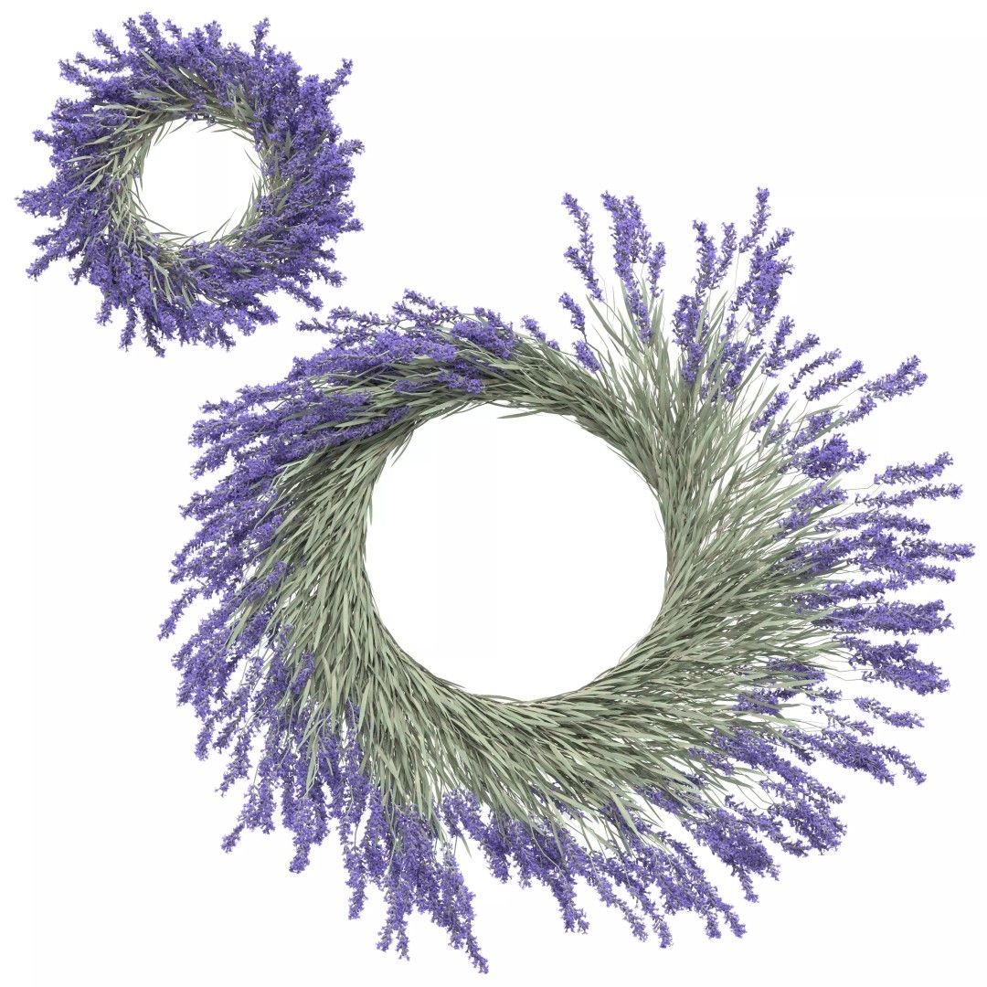 Lavender Wreath 3D Model – Decorative Floral Set with Candles, FBX - View 5