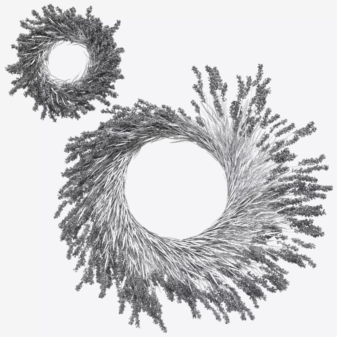 Lavender Wreath 3D Model – Decorative Floral Set with Candles, FBX - View 9