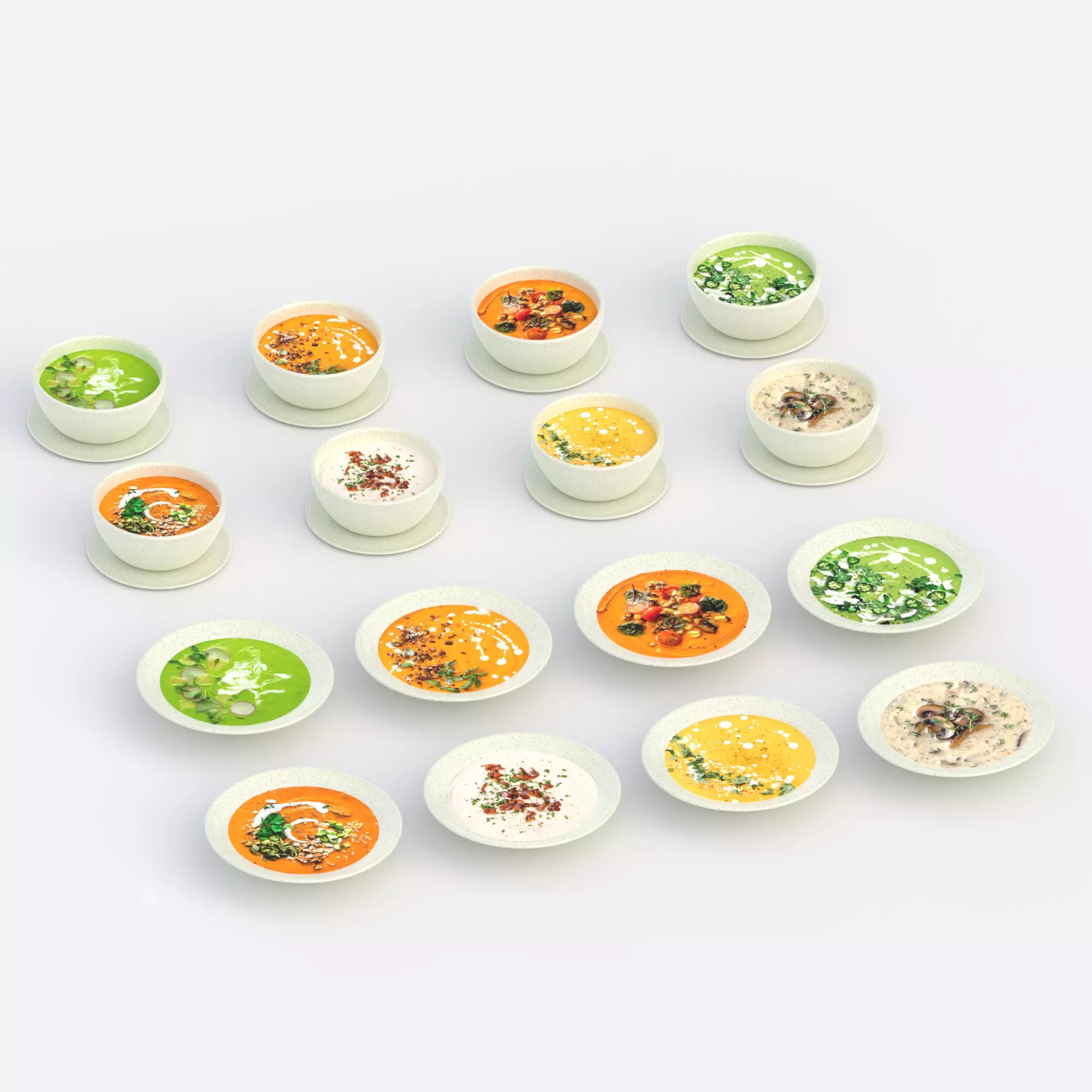 Low-Poly Textured Soup Plates - Game-Ready 3D Model - View 2