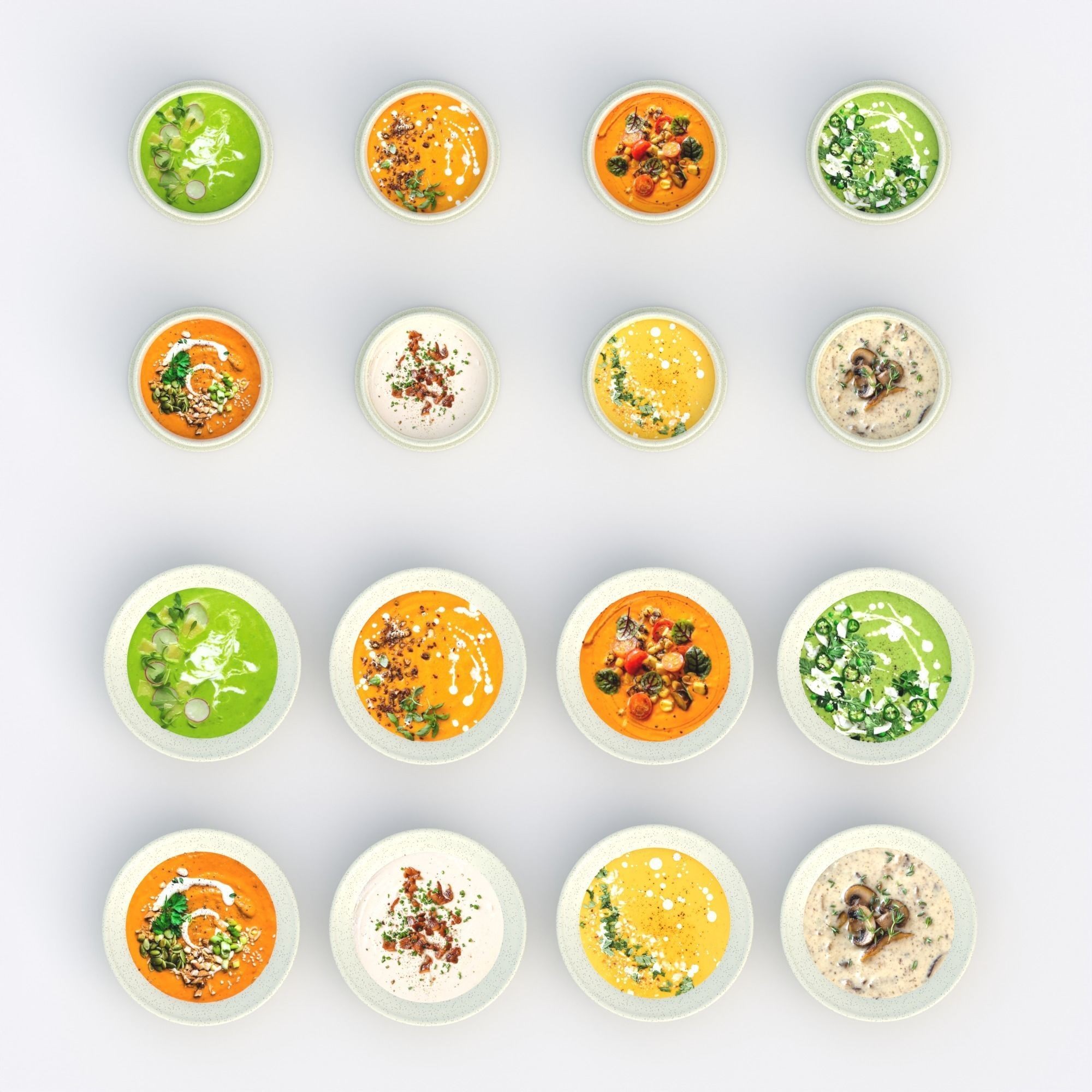 Low-Poly Textured Soup Plates - Game-Ready 3D Model - View 3