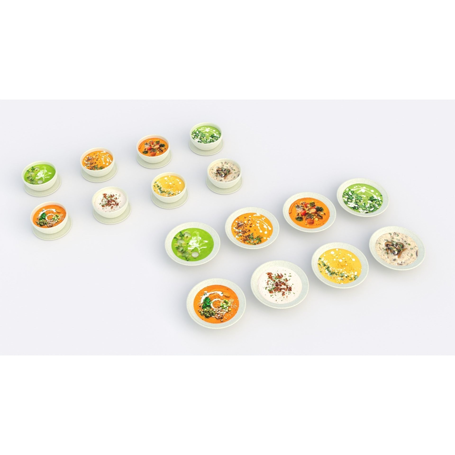 Low-Poly Textured Soup Plates - Game-Ready 3D Model - View 4