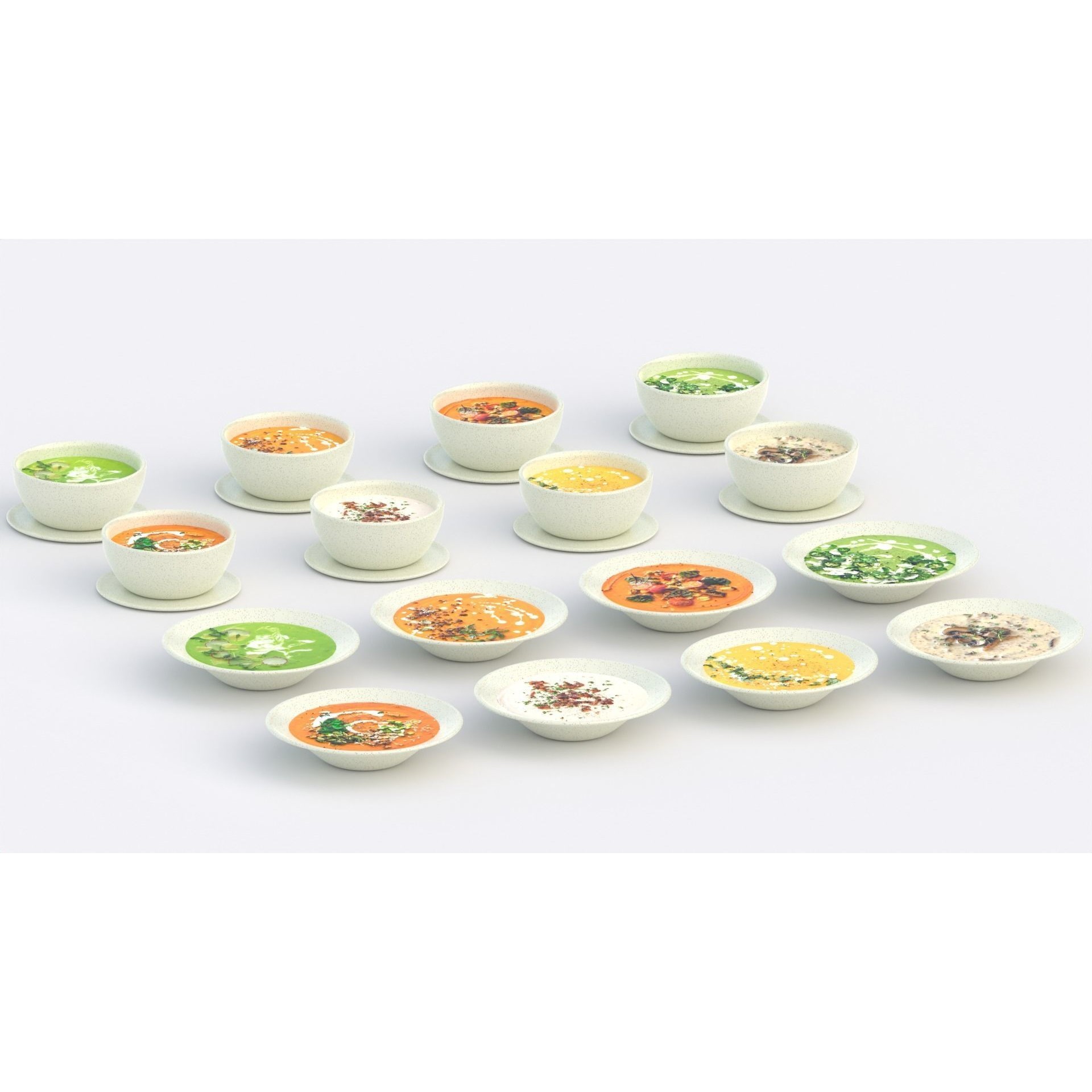 Low-Poly Textured Soup Plates - Game-Ready 3D Model - View 5