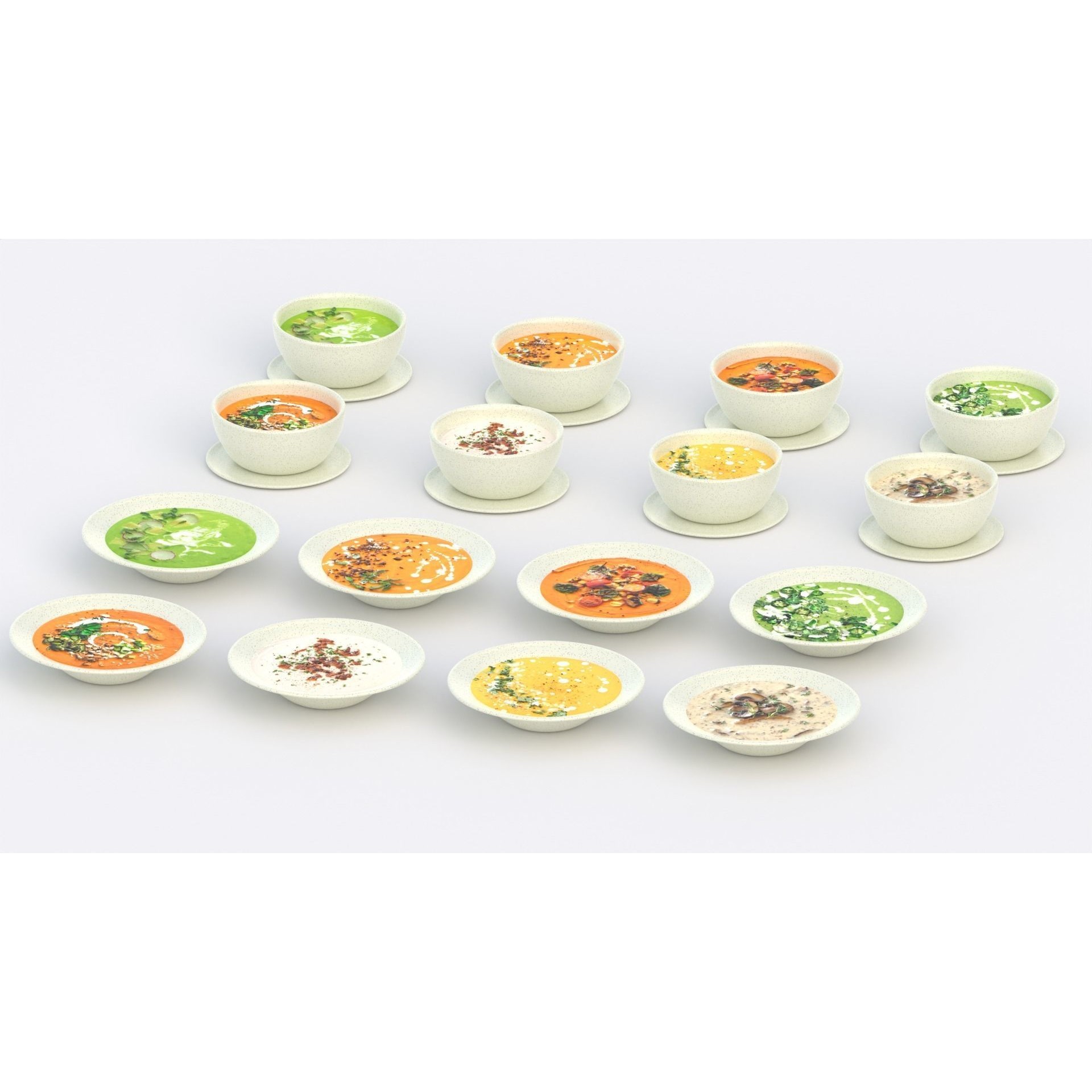 Low-Poly Textured Soup Plates - Game-Ready 3D Model - View 6