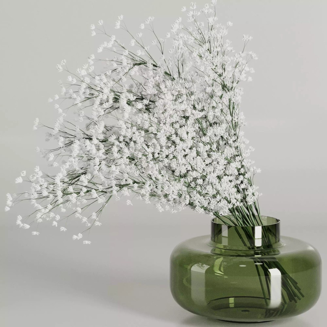 Baby Breath Bouquet 3D Model – Dry Flower Decoration, FBX, OBJ - View 2