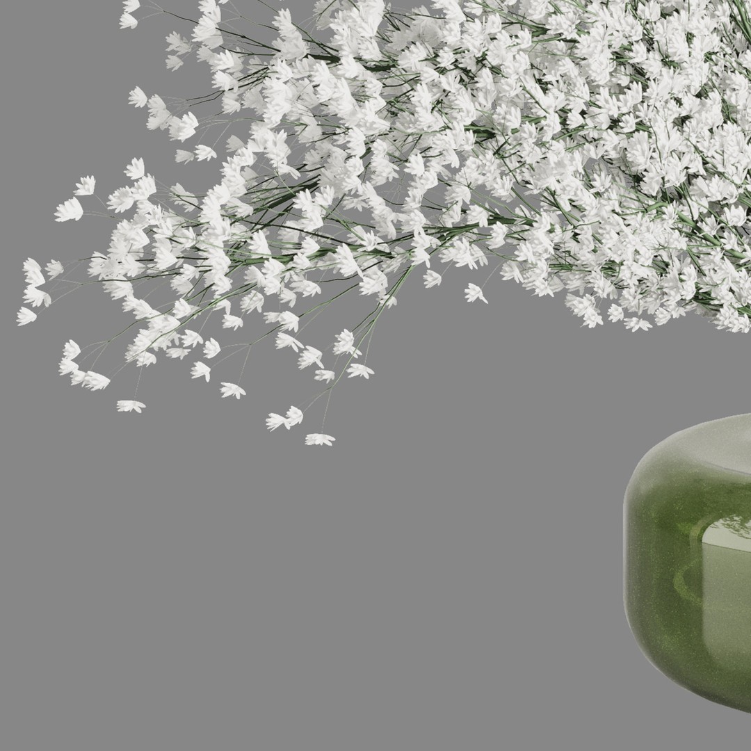 Baby Breath Bouquet 3D Model – Dry Flower Decoration, FBX, OBJ - View 3