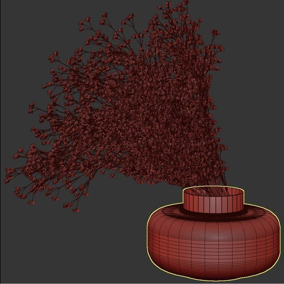 Baby Breath Bouquet 3D Model – Dry Flower Decoration, FBX, OBJ - View 5