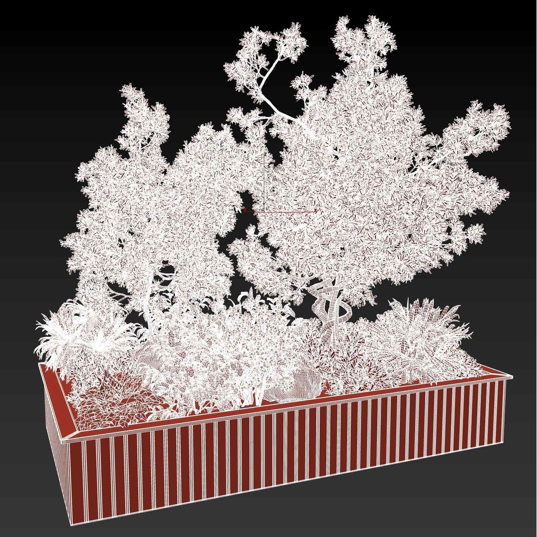 Garden Plants in Boxes 3D Model – Indoor Decorative PBR Asset - View 8