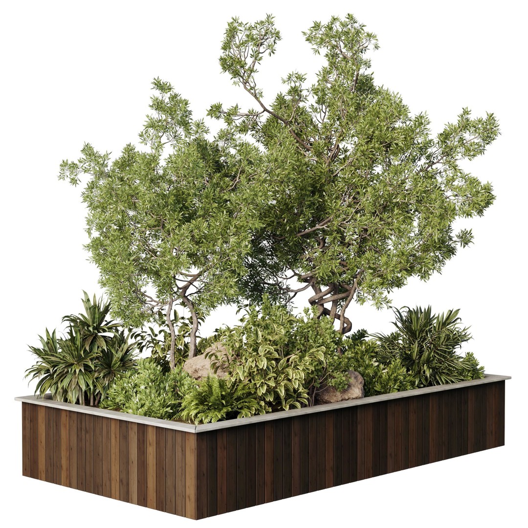 Garden Plants in Boxes 3D Model – Indoor Decorative PBR Asset - View 9