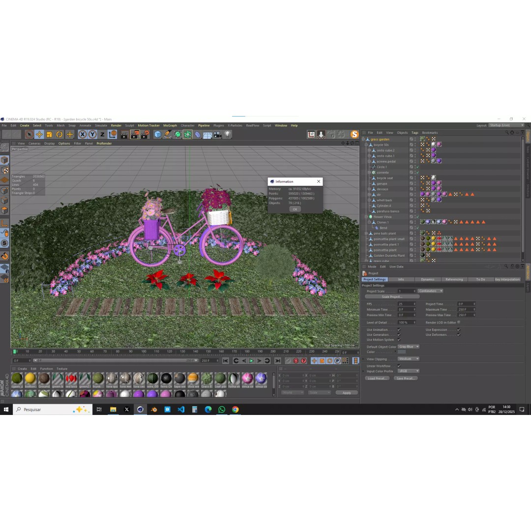 Garden Bicycle 3D Model – 1950s Style PBR Asset, FBX & GLB