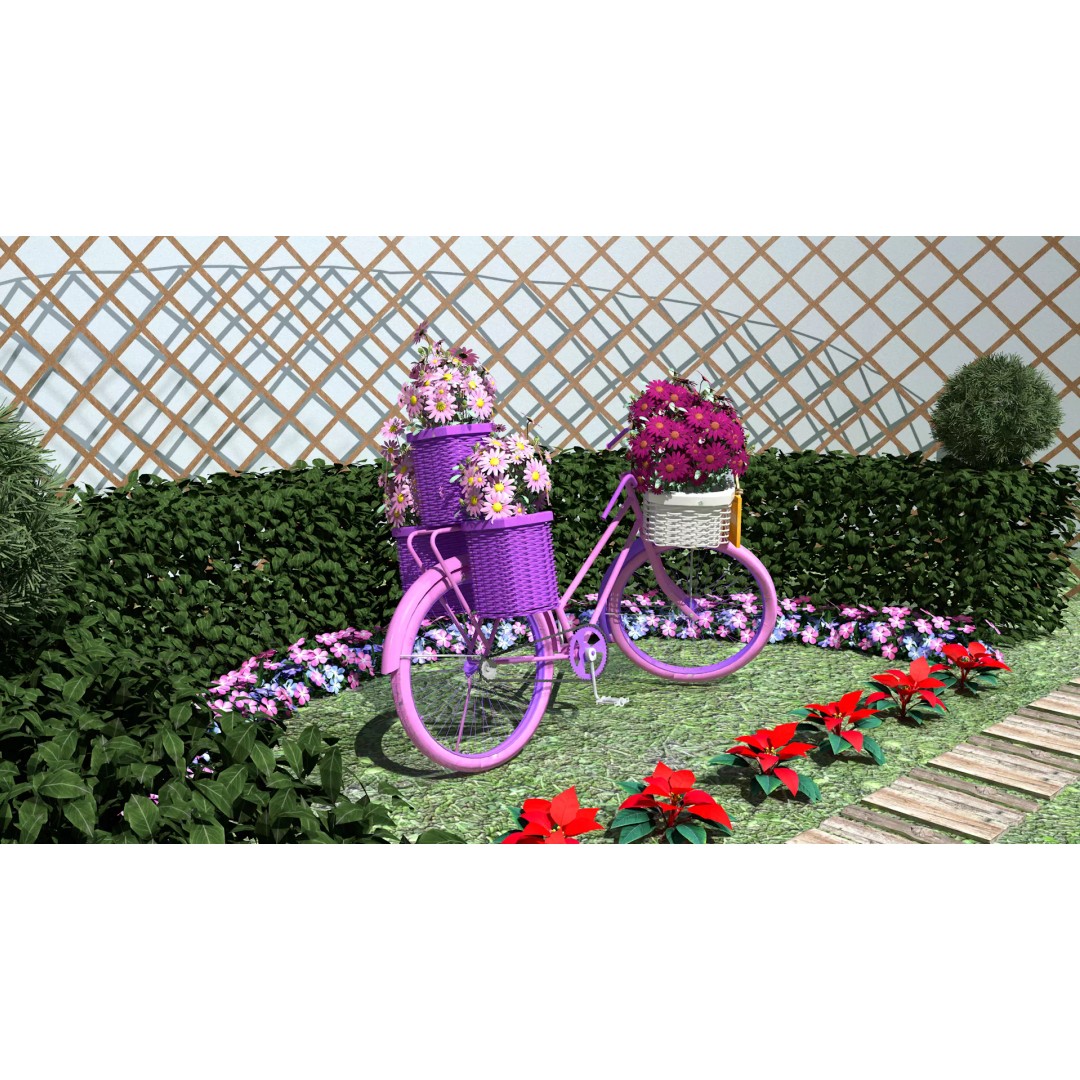 Garden Bicycle 3D Model – 1950s Style PBR Asset, FBX & GLB - View 10