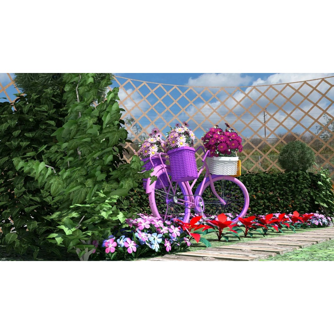 Garden Bicycle 3D Model – 1950s Style PBR Asset, FBX & GLB - View 11