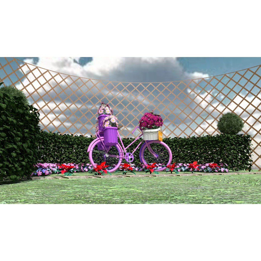 Garden Bicycle 3D Model – 1950s Style PBR Asset, FBX & GLB - View 12