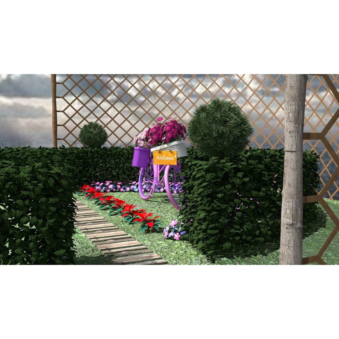 Garden Bicycle 3D Model – 1950s Style PBR Asset, FBX & GLB - View 15