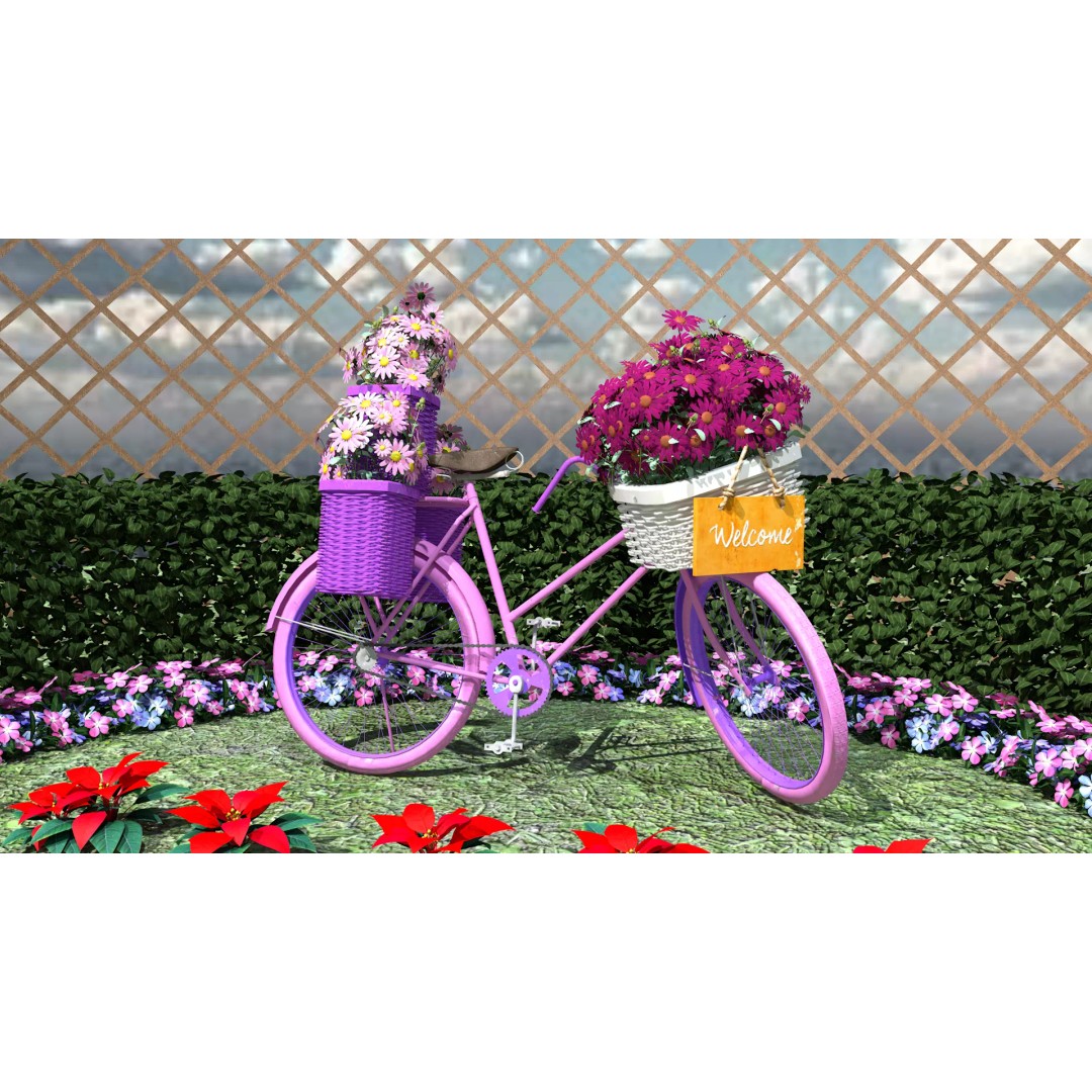 Garden Bicycle 3D Model – 1950s Style PBR Asset, FBX & GLB - View 16