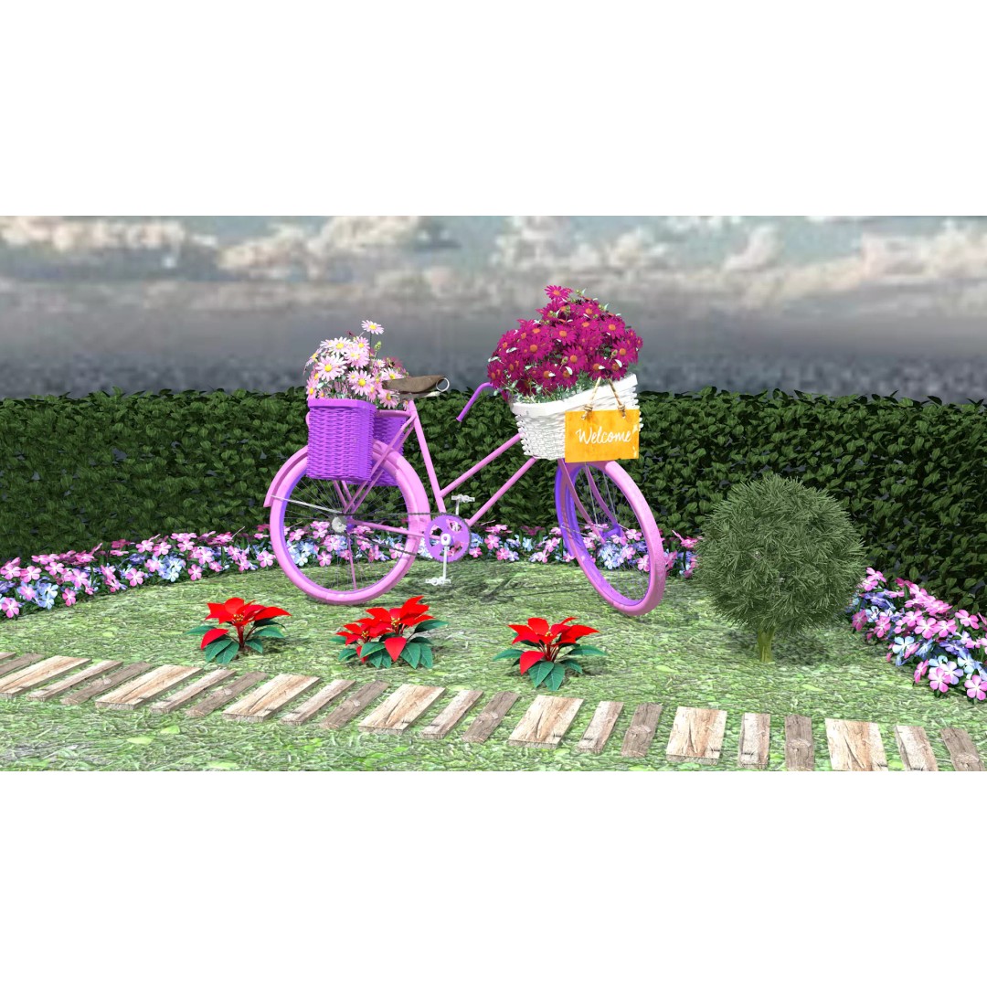 Garden Bicycle 3D Model – 1950s Style PBR Asset, FBX & GLB - View 18
