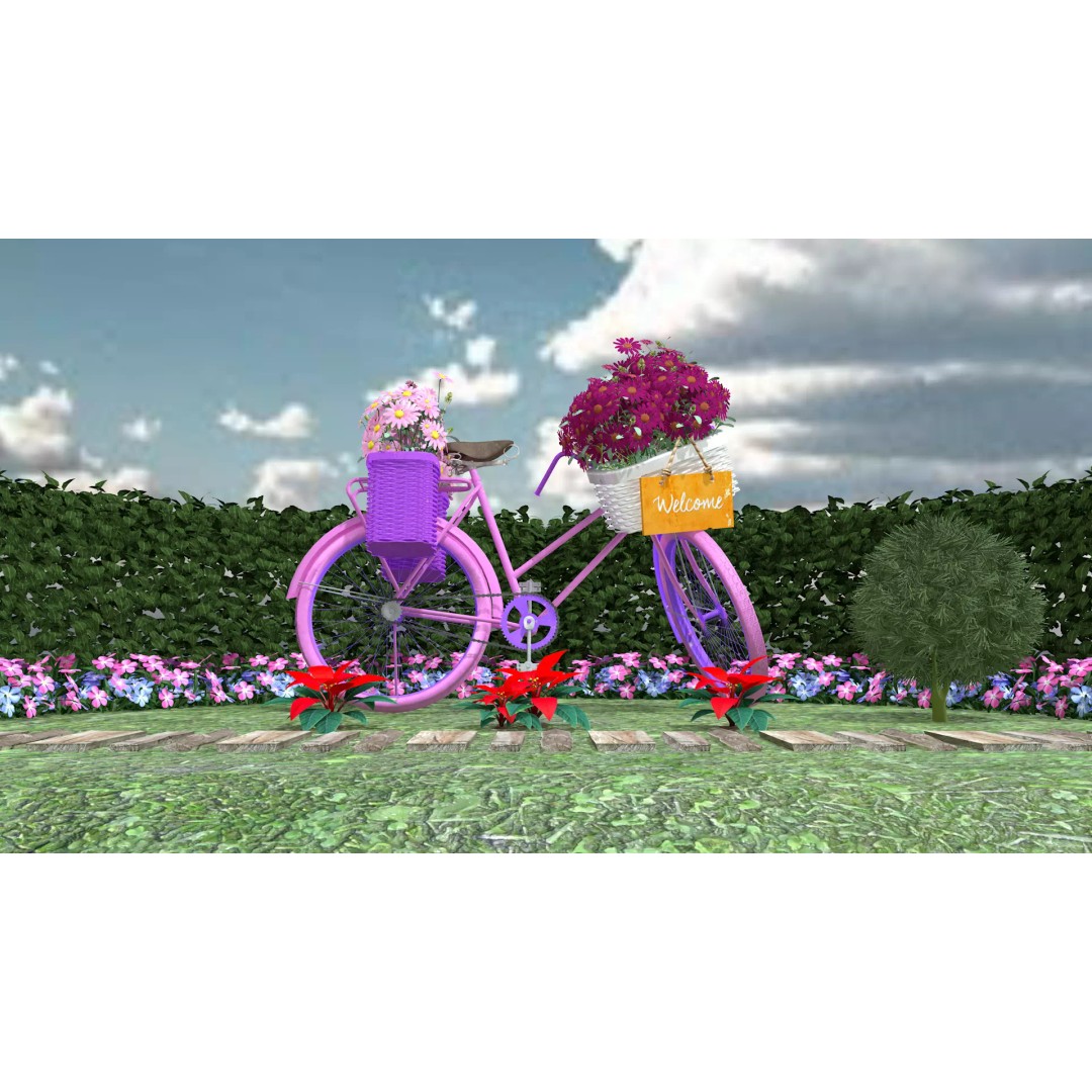 Garden Bicycle 3D Model – 1950s Style PBR Asset, FBX & GLB - View 2
