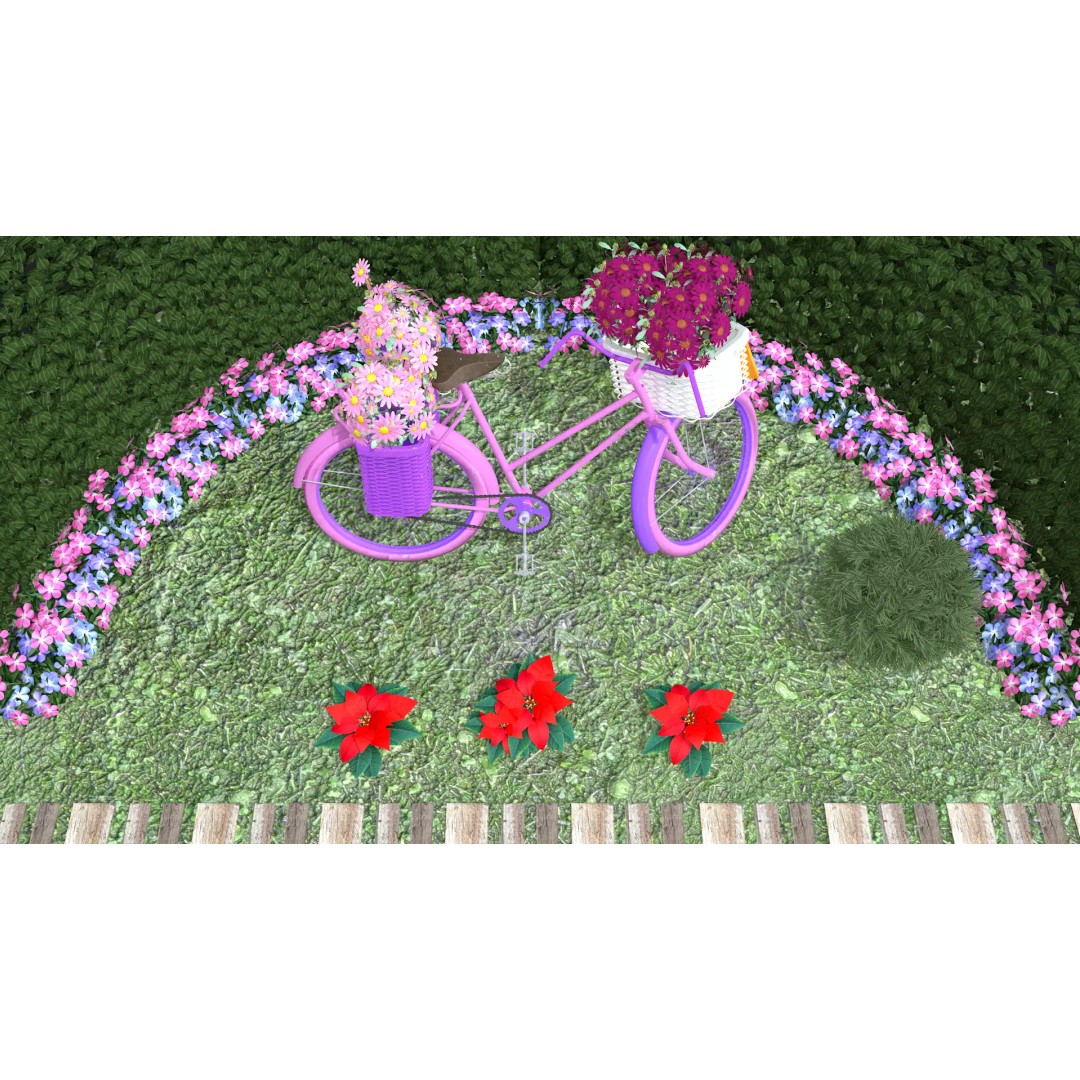 Garden Bicycle 3D Model – 1950s Style PBR Asset, FBX & GLB - View 6