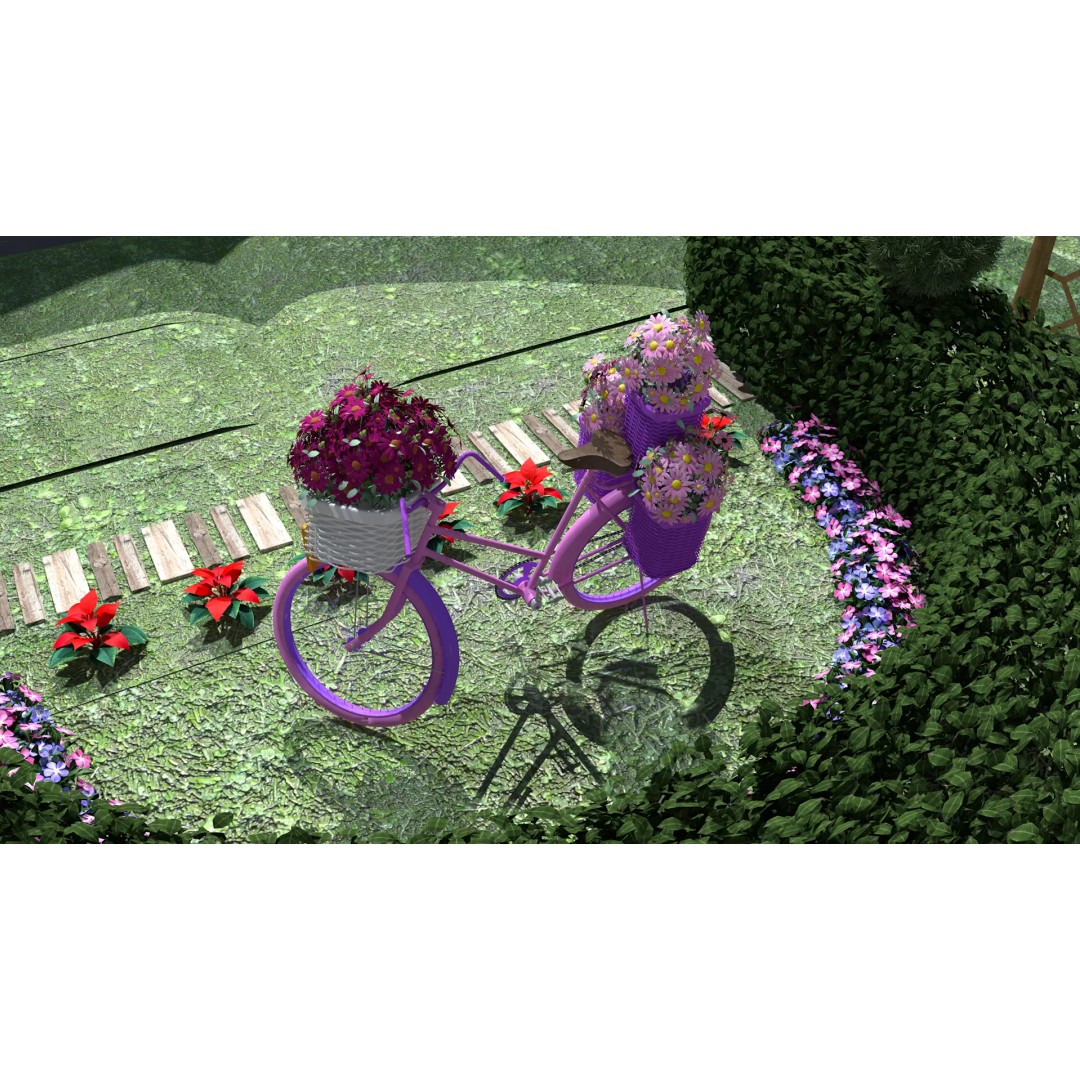 Garden Bicycle 3D Model – 1950s Style PBR Asset, FBX & GLB - View 7