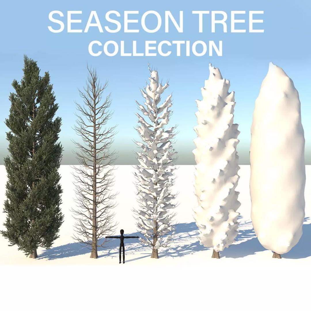 Tuscan Cypress Tree Collection 3D Model – High Poly PBR Asset, C4D, FBX, OBJ - View 2