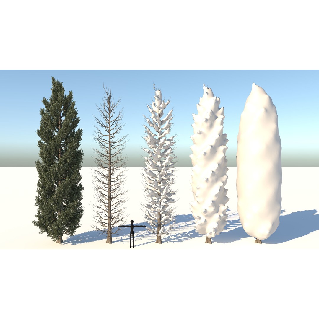 Tuscan Cypress Tree Collection 3D Model – High Poly PBR Asset, C4D, FBX, OBJ - View 3