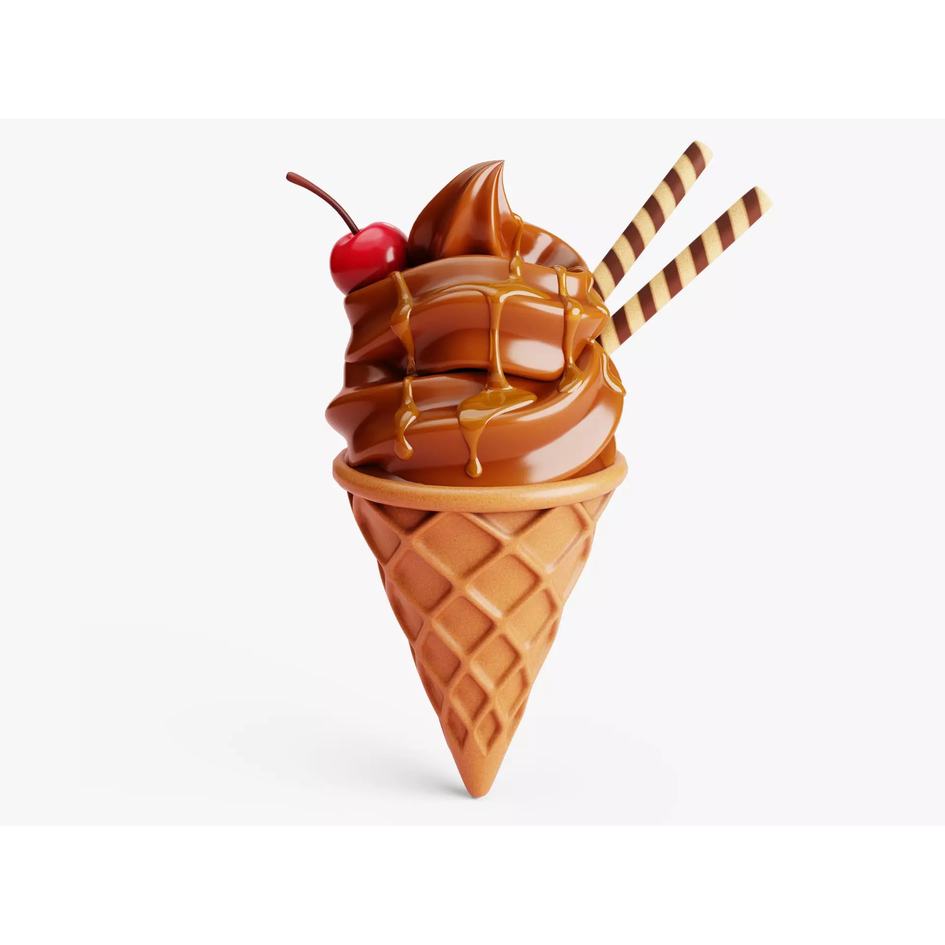 Chocolate Ice Cream Cone - Game-Ready 3D Model - View 2