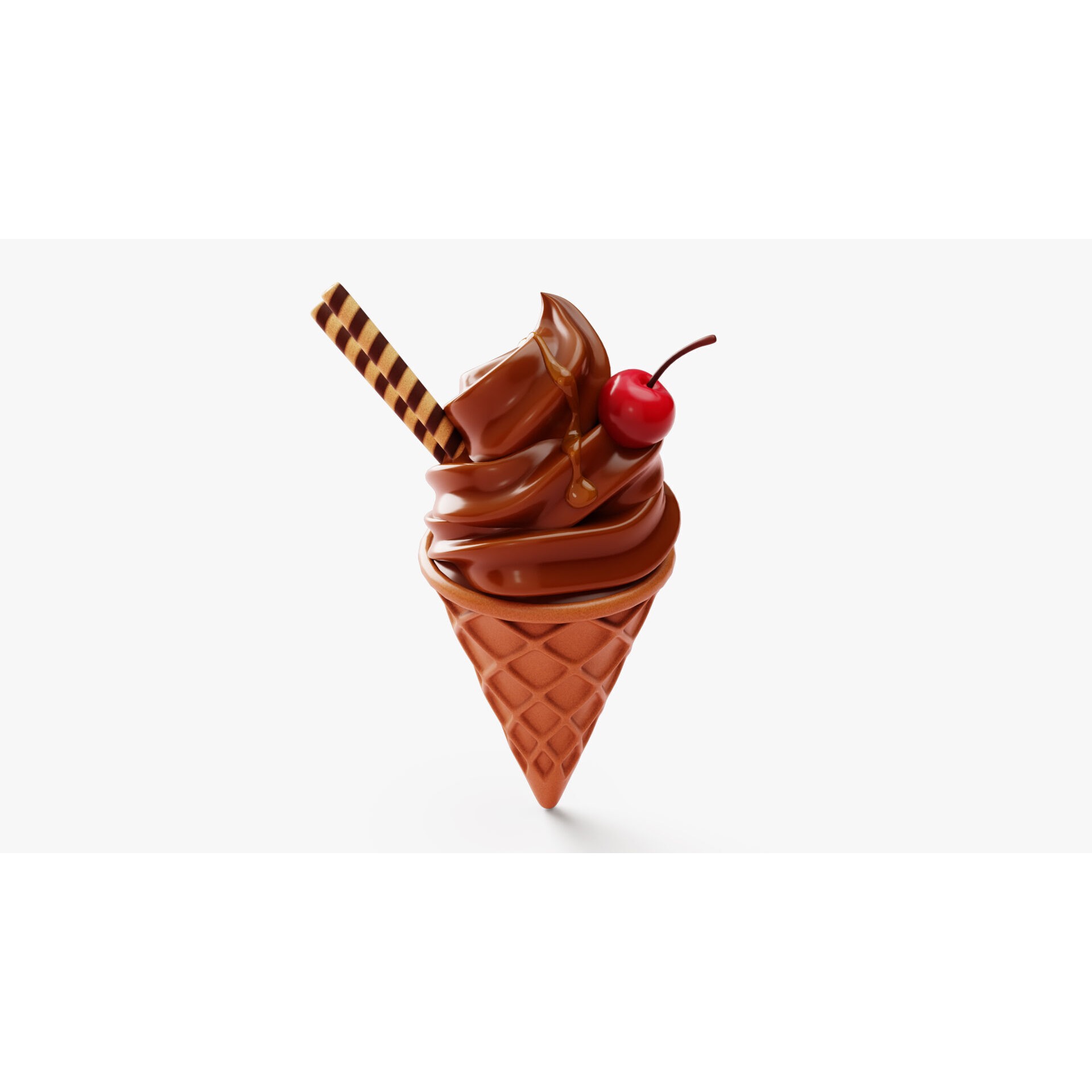 Chocolate Ice Cream Cone - Game-Ready 3D Model - View 6