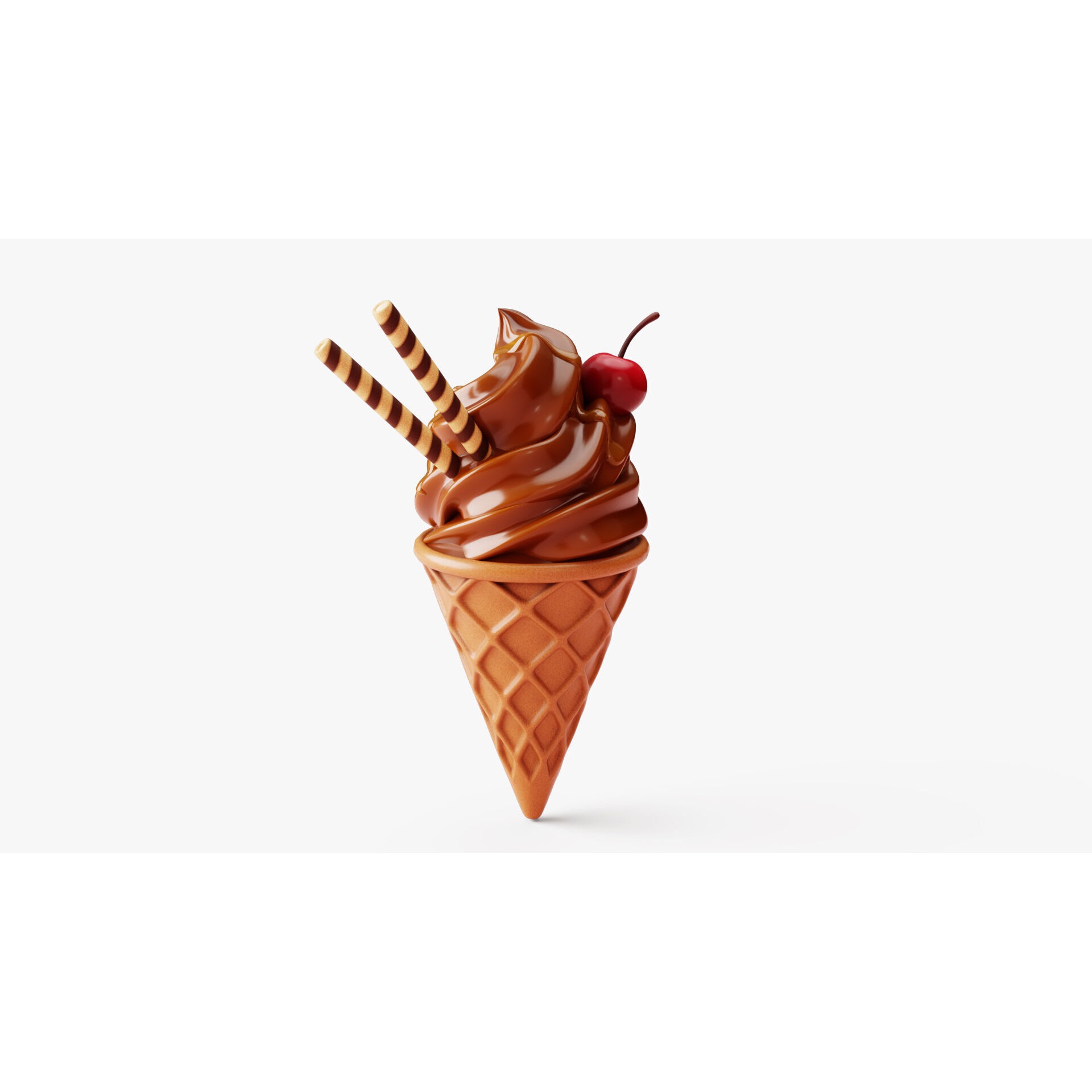 Chocolate Ice Cream Cone - Game-Ready 3D Model - View 8