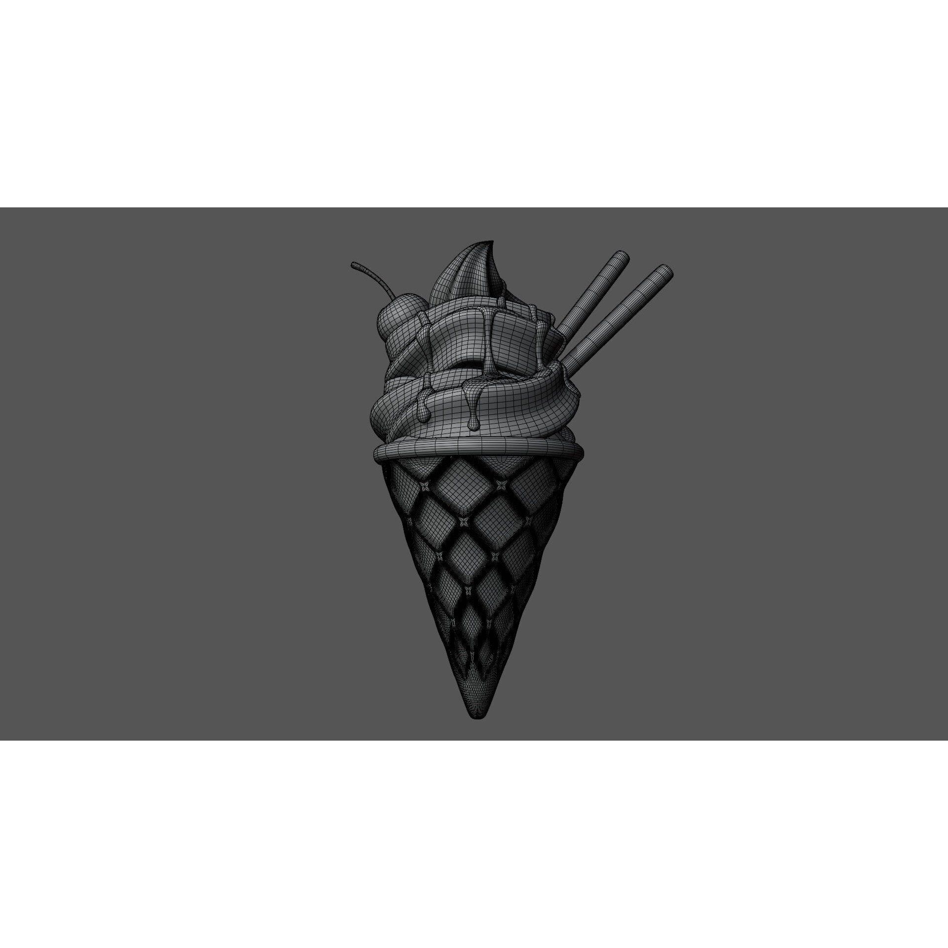 Chocolate Ice Cream Cone - Game-Ready 3D Model - View 9