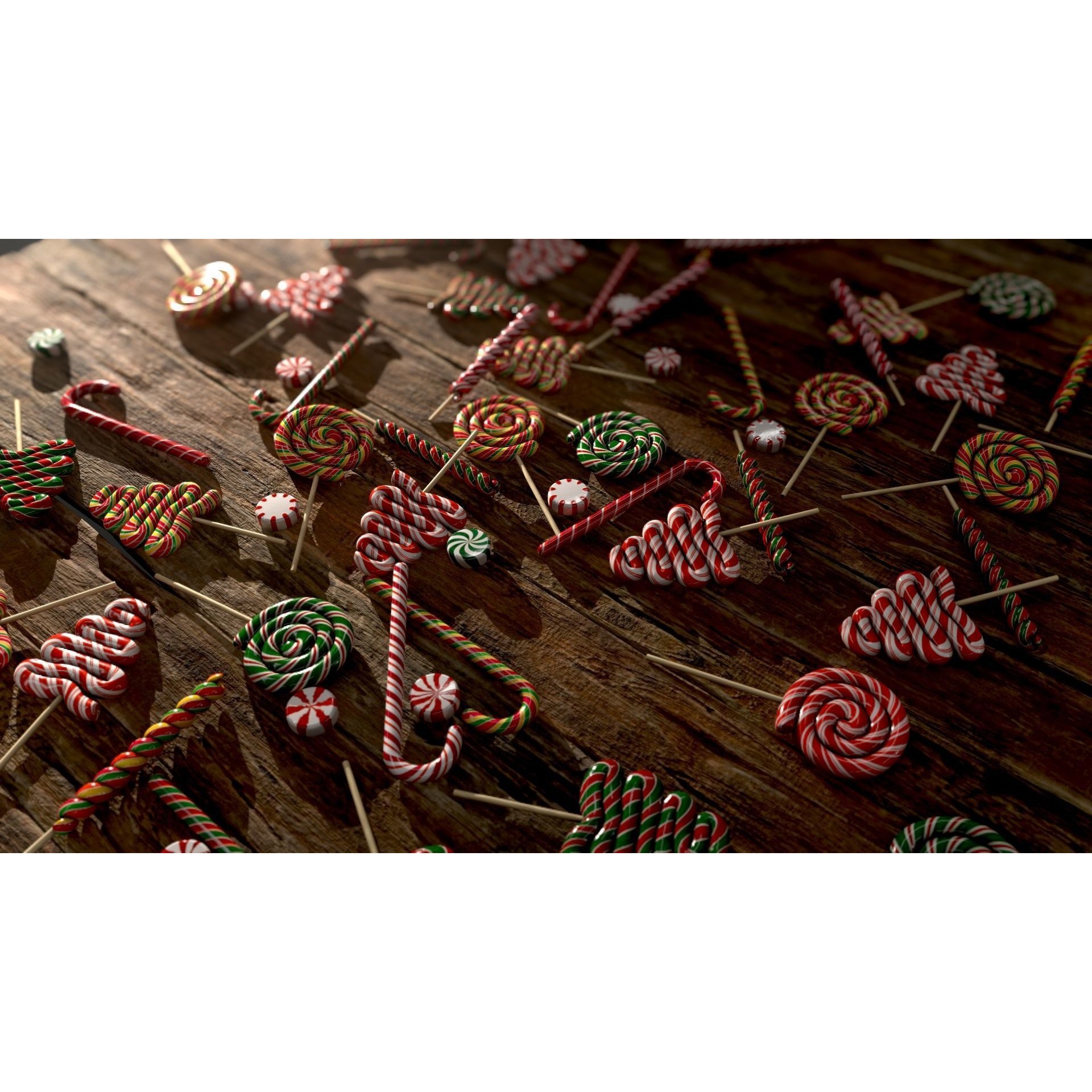 Candy Canes and Christmas Sweets - Low-Poly Game-Ready 3D Model