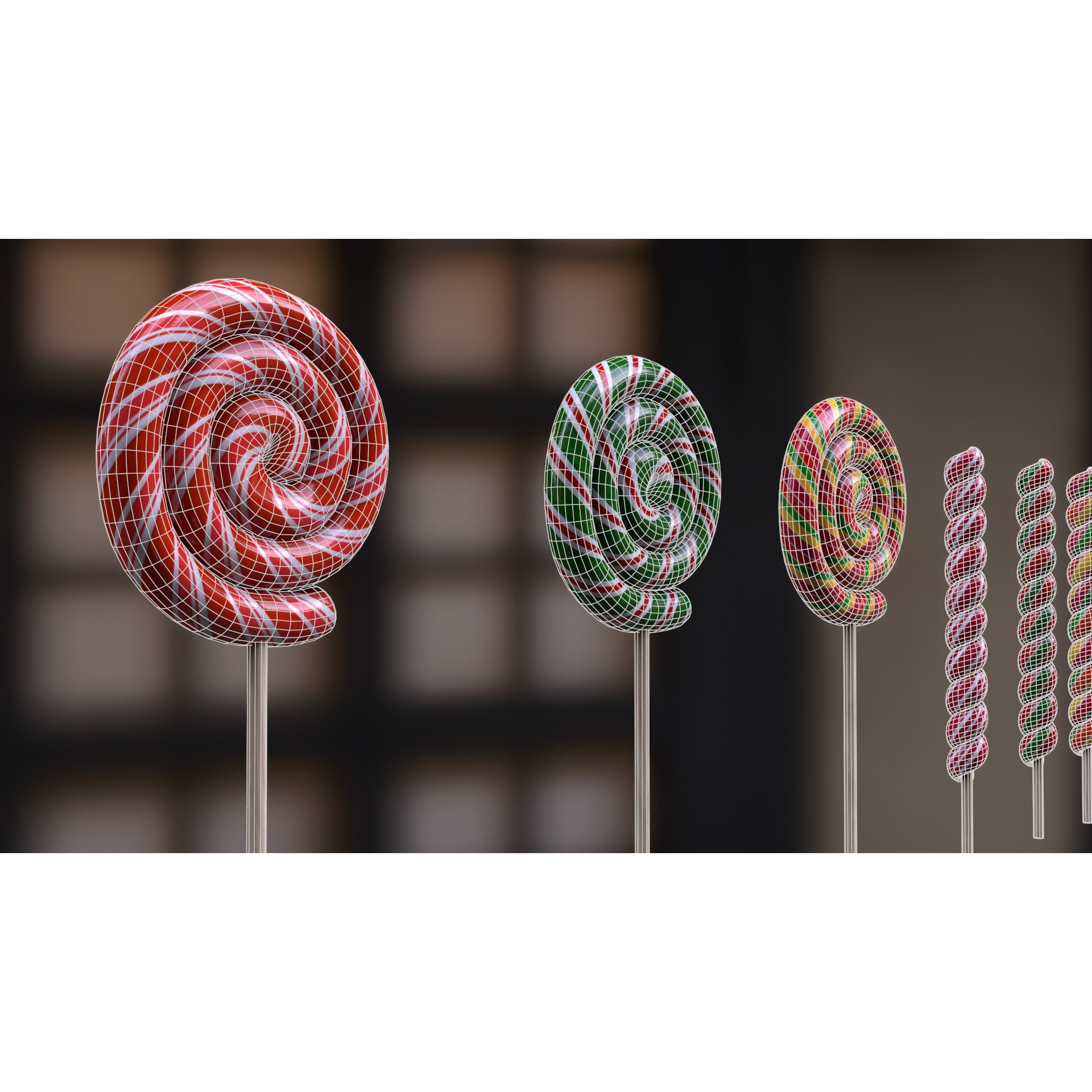 Candy Canes and Christmas Sweets - Low-Poly Game-Ready 3D Model - View 14
