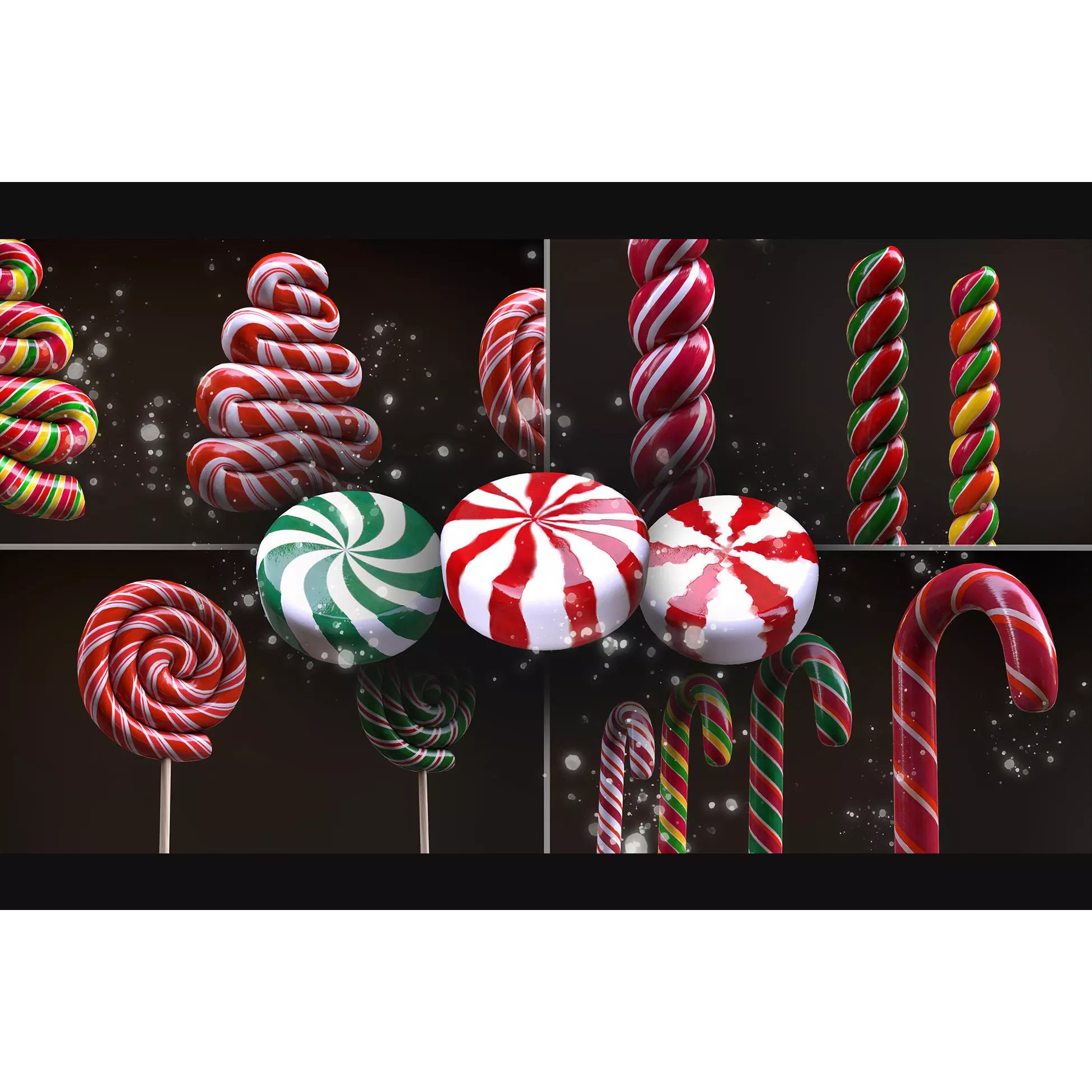 Candy Canes and Christmas Sweets - Low-Poly Game-Ready 3D Model - View 2