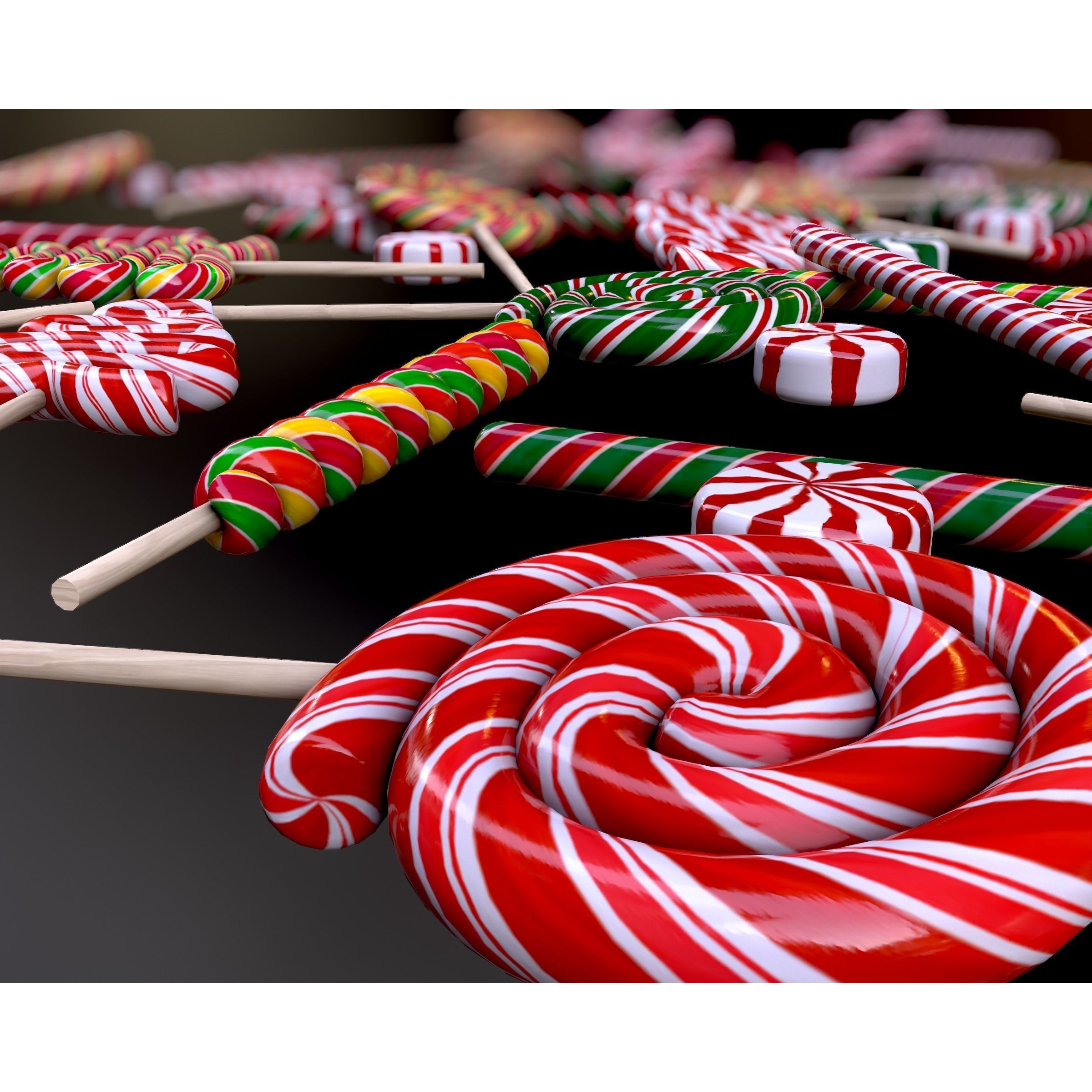 Candy Canes and Christmas Sweets - Low-Poly Game-Ready 3D Model - View 29