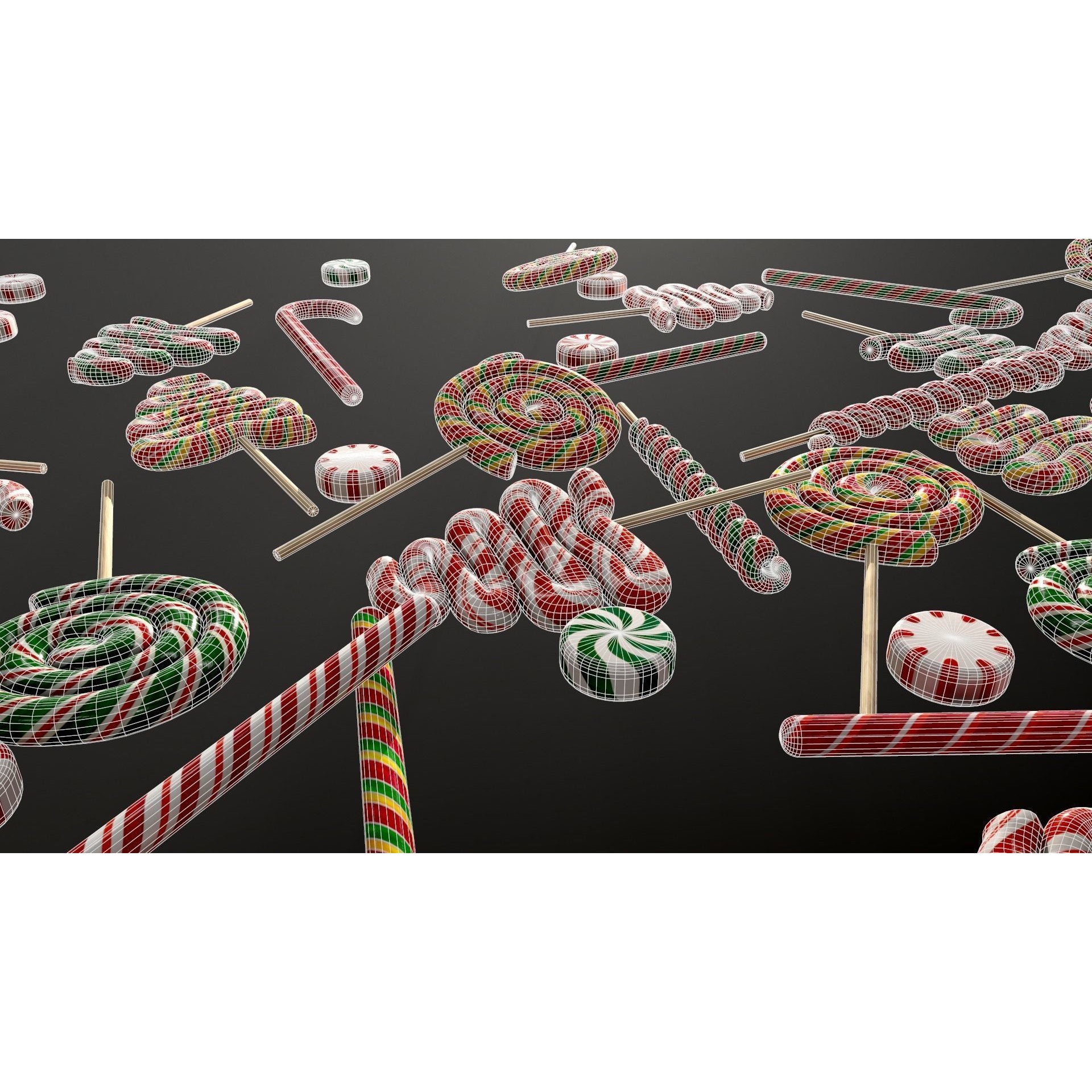 Candy Canes and Christmas Sweets - Low-Poly Game-Ready 3D Model - View 32