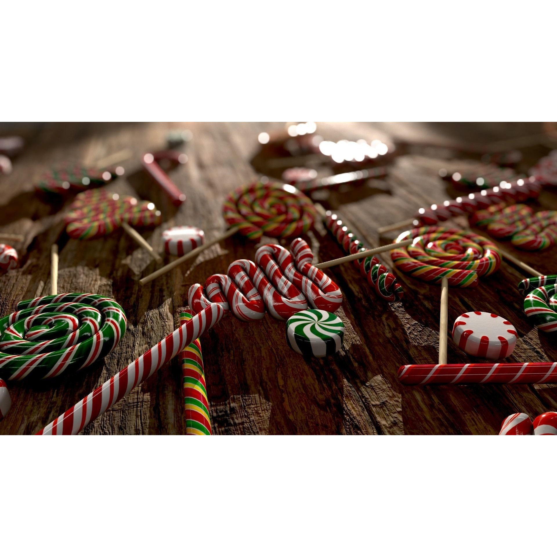 Candy Canes and Christmas Sweets - Low-Poly Game-Ready 3D Model - View 4