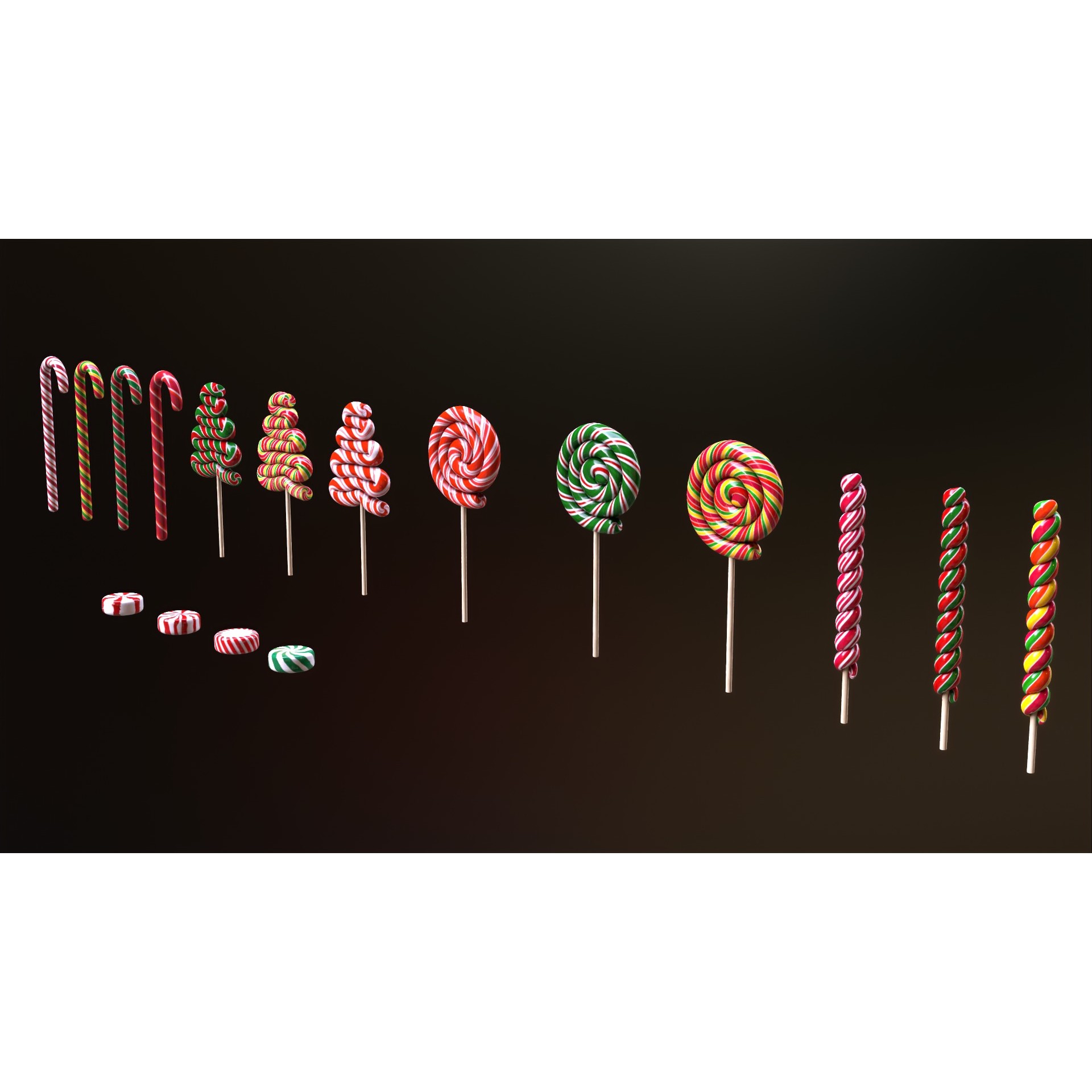 Candy Canes and Christmas Sweets - Low-Poly Game-Ready 3D Model - View 7