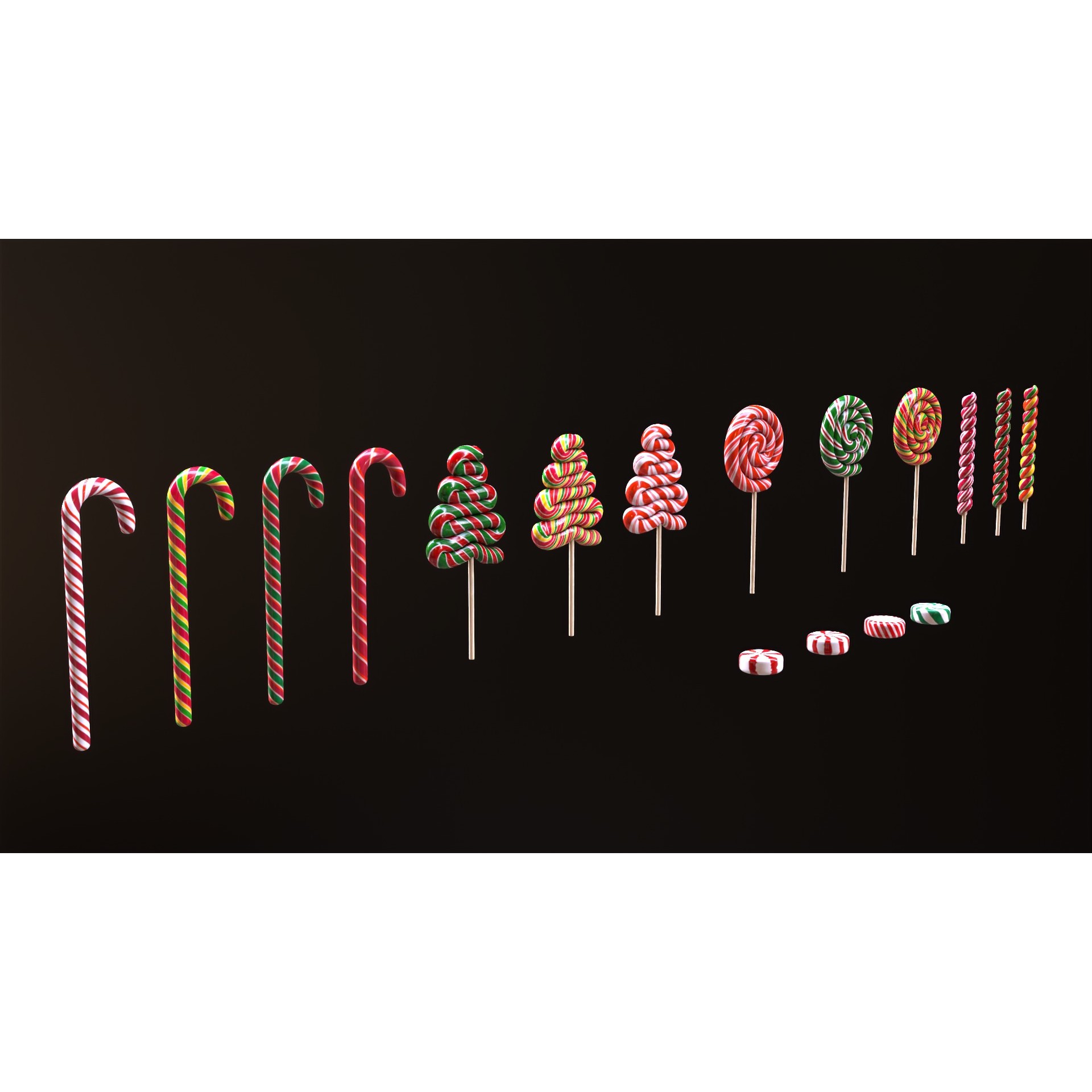 Candy Canes and Christmas Sweets - Low-Poly Game-Ready 3D Model - View 8