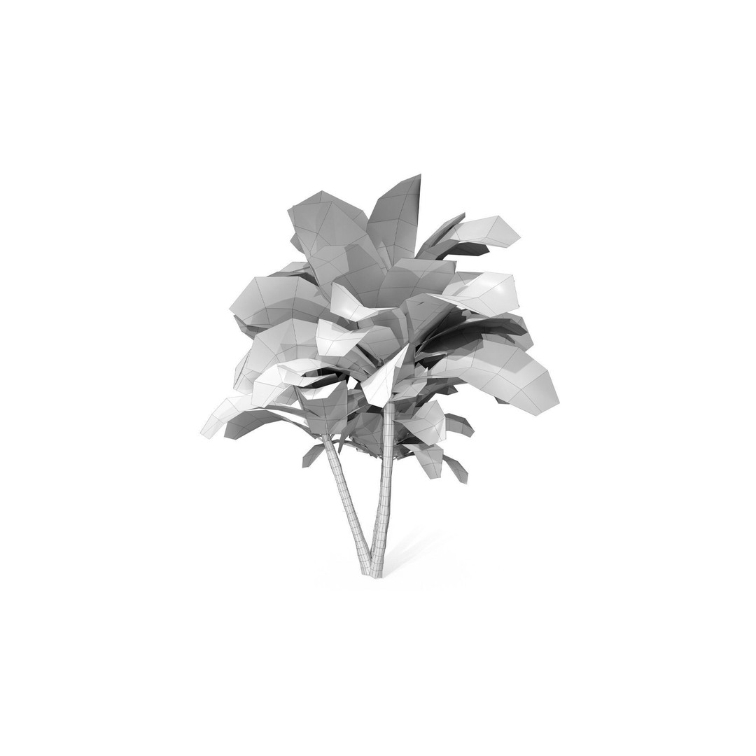 Tropical Plant 3D Model – Low Poly Game Asset, FBX & OBJ Formats