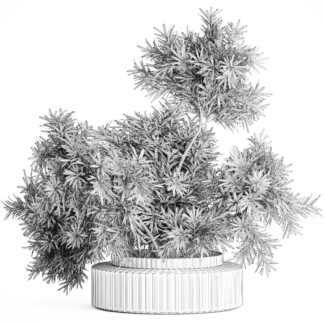 Realistic Flower Bouquet 3D Model – Decorative Greenery in Glass Vase
