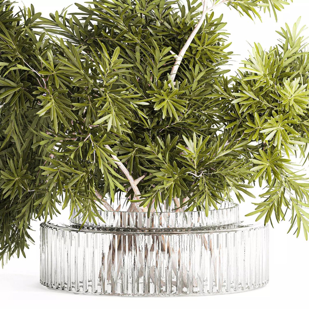 Realistic Flower Bouquet 3D Model – Decorative Greenery in Glass Vase - View 13
