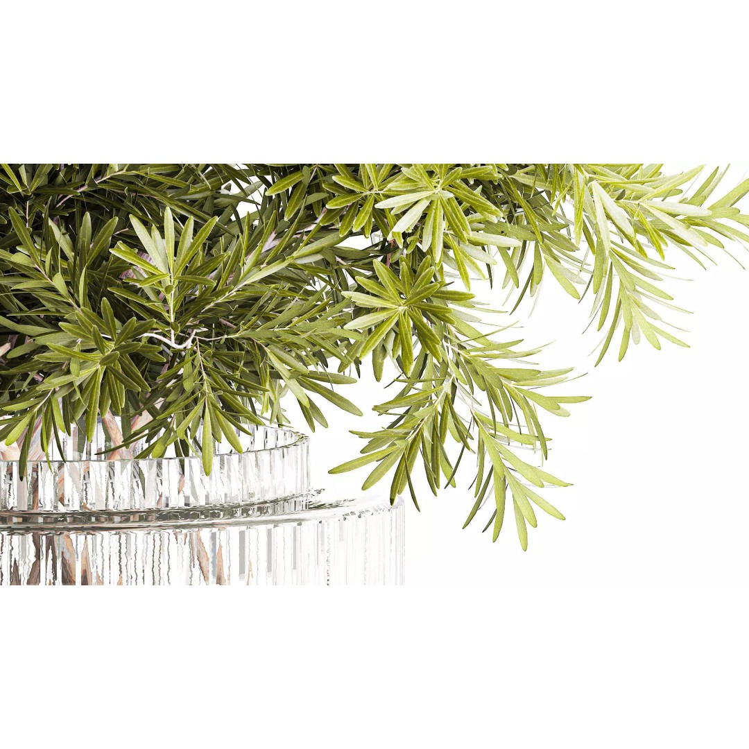 Realistic Flower Bouquet 3D Model – Decorative Greenery in Glass Vase - View 5