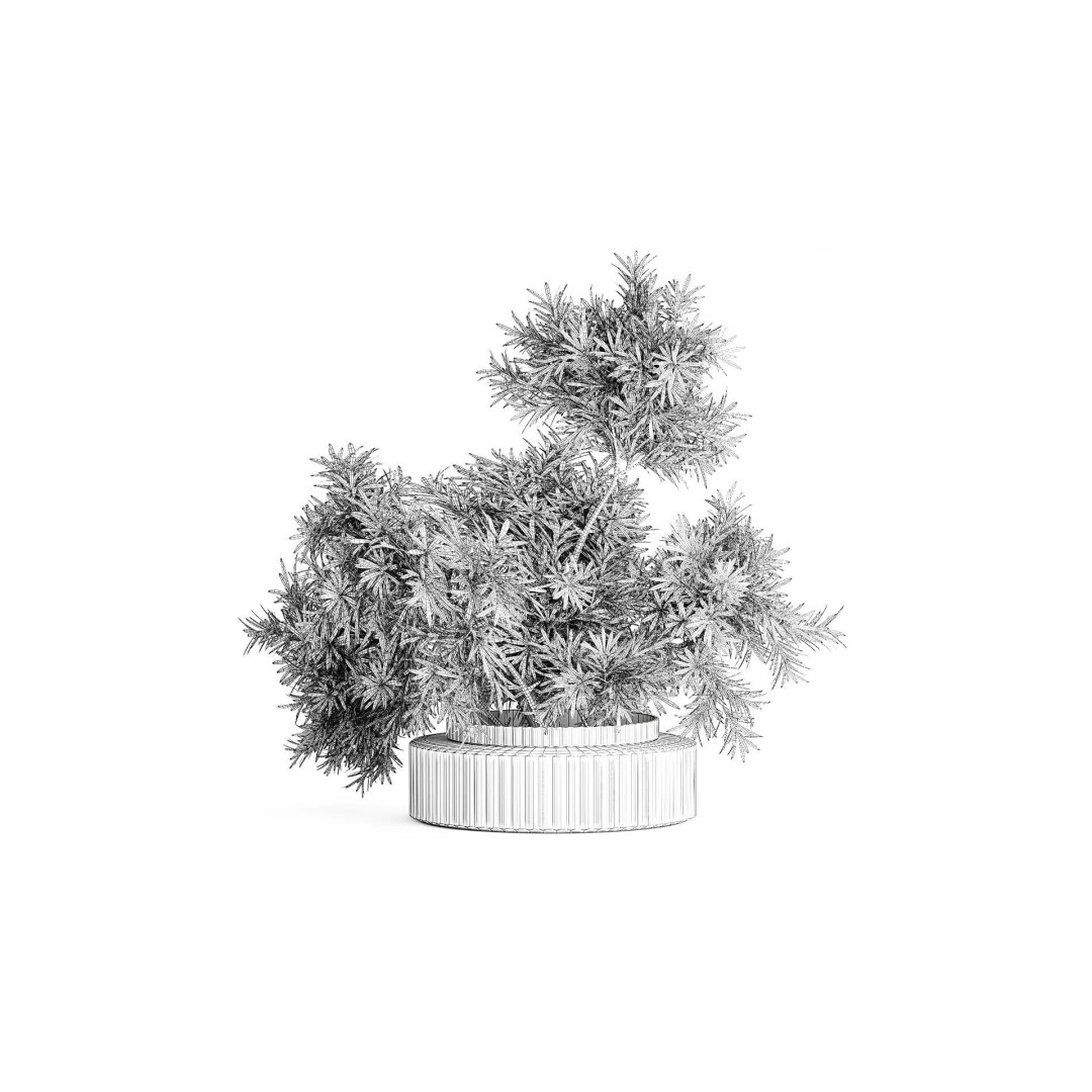 Realistic Flower Bouquet 3D Model – Decorative Greenery in Glass Vase - View 8