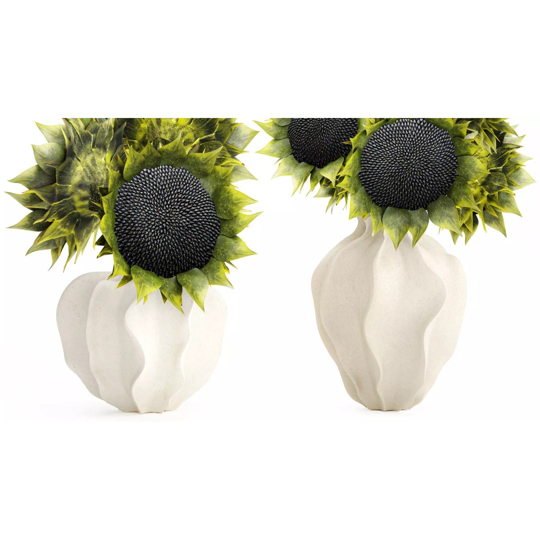 Sunflower Bouquet 3D Model – Modern Ceramic Vase Decor, FBX - View 5