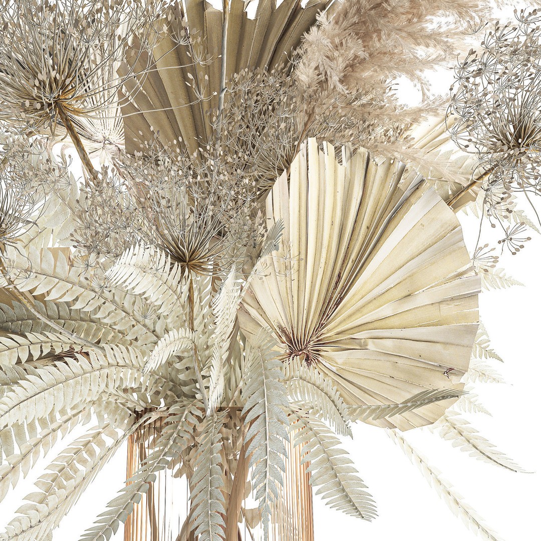 Bouquet Of Dried Flowers 3D Model – Modern Decorative Vase, FBX - View 11