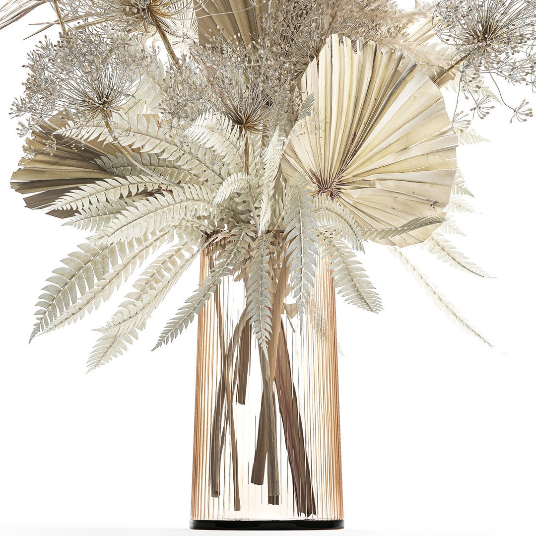 Bouquet Of Dried Flowers 3D Model – Modern Decorative Vase, FBX - View 13