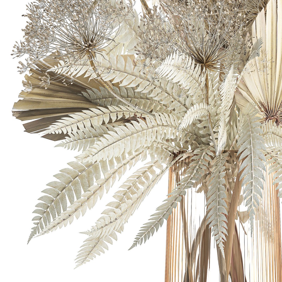 Bouquet Of Dried Flowers 3D Model – Modern Decorative Vase, FBX - View 15