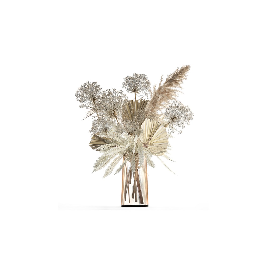 Bouquet Of Dried Flowers 3D Model – Modern Decorative Vase, FBX - View 3