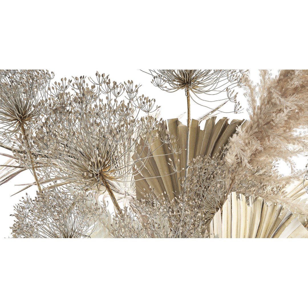 Bouquet Of Dried Flowers 3D Model – Modern Decorative Vase, FBX - View 4