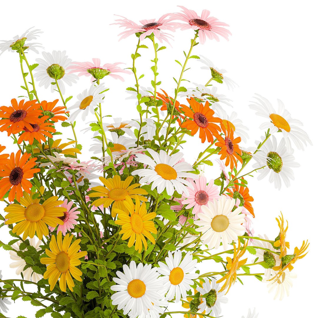 Bouquet of Wildflowers 3D Model – Modern Vase Decor, FBX, PBR - View 11