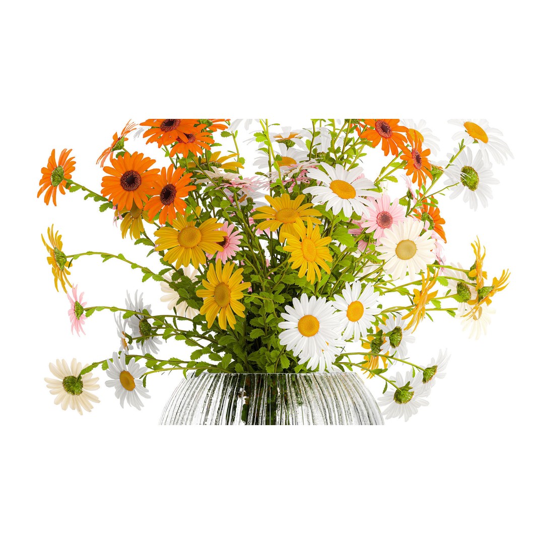 Bouquet of Wildflowers 3D Model – Modern Vase Decor, FBX, PBR - View 4