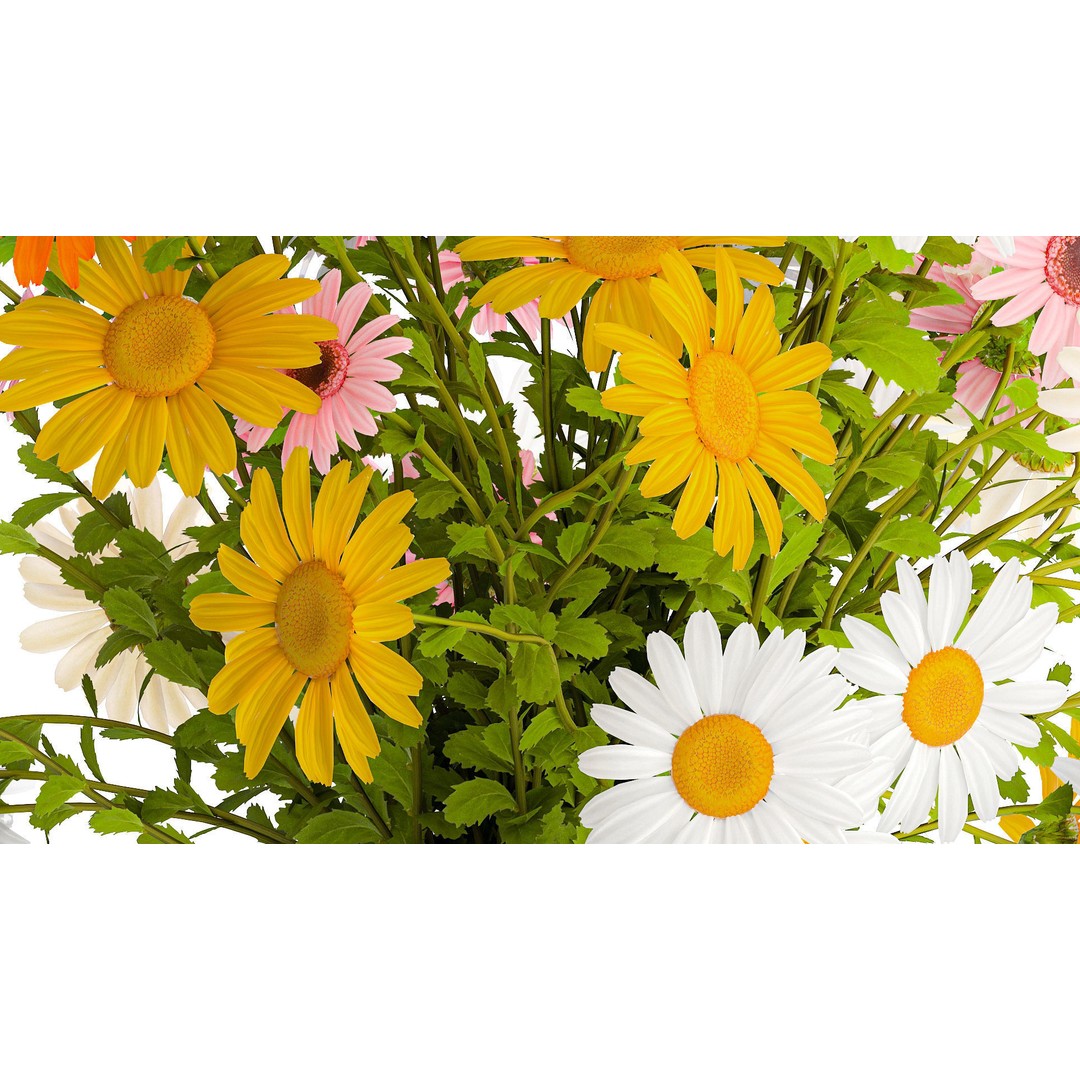 Bouquet of Wildflowers 3D Model – Modern Vase Decor, FBX, PBR - View 6